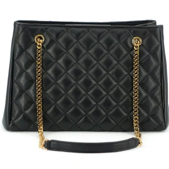 Authentic VERSACE BLACK QUILTED NAPPA LEATHER MEDUSA WOMEN'S HANDBAG - Picture 3 of 10